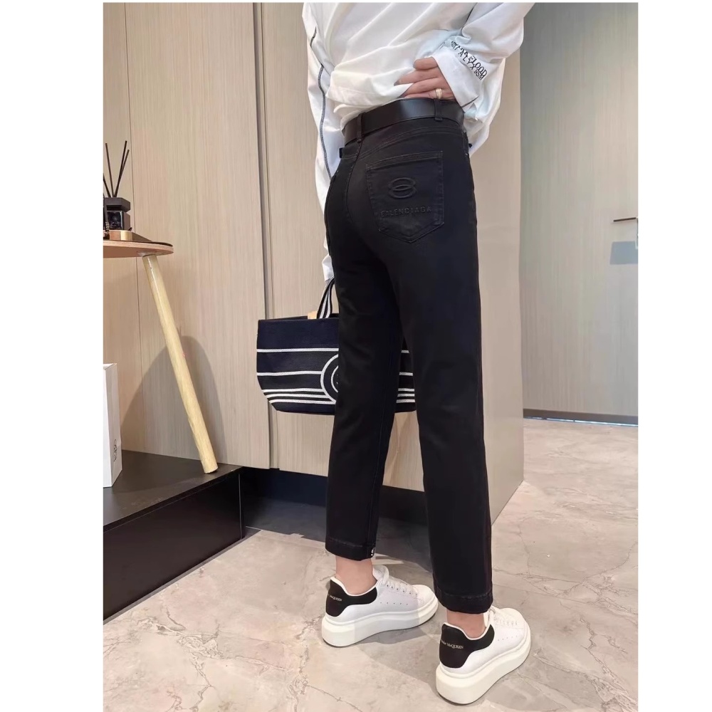 Slim high waist denim fat sister wide leg pants