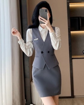 Gray business suit temperament waistcoat 3pcs set for women