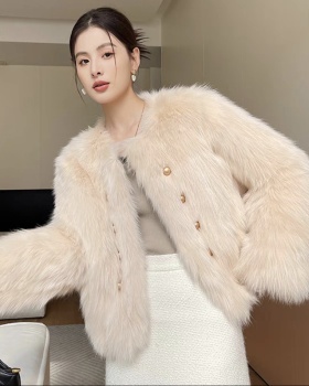 Winter coat imitation of fox fur overcoat for women