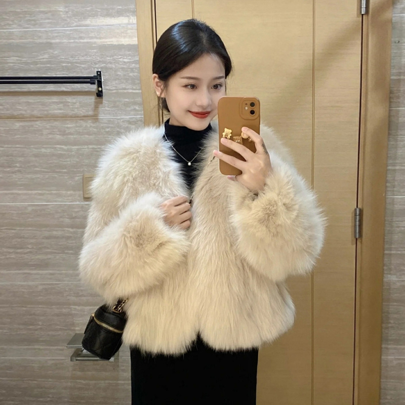 Temperament ladies tops chanelstyle thick fur coat for women