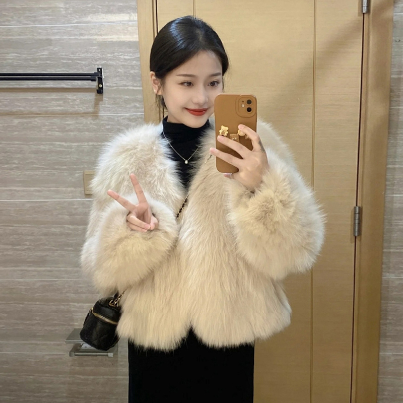 Temperament ladies tops chanelstyle thick fur coat for women