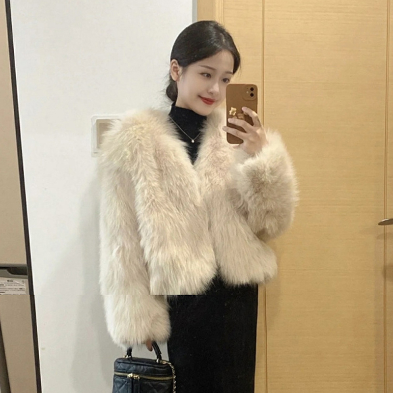 Temperament ladies tops chanelstyle thick fur coat for women