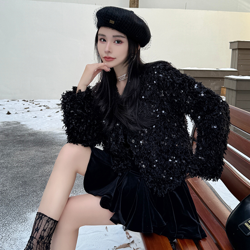 Sequins autumn and winter coat lazy tops for women