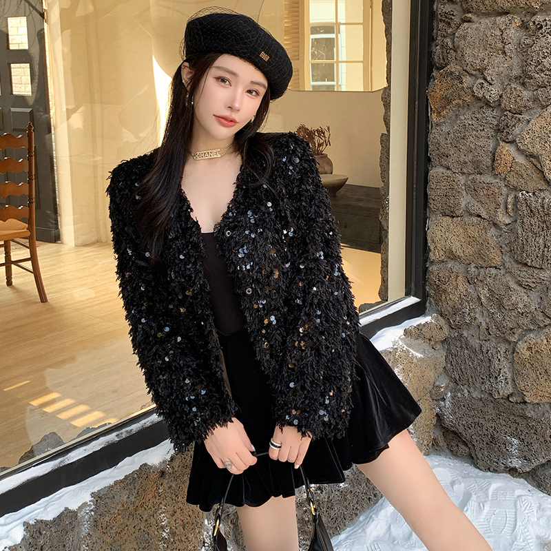 Sequins autumn and winter coat lazy tops for women