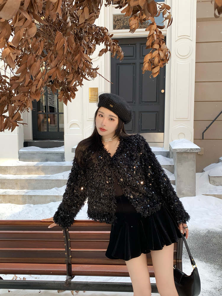 Sequins autumn and winter coat lazy tops for women