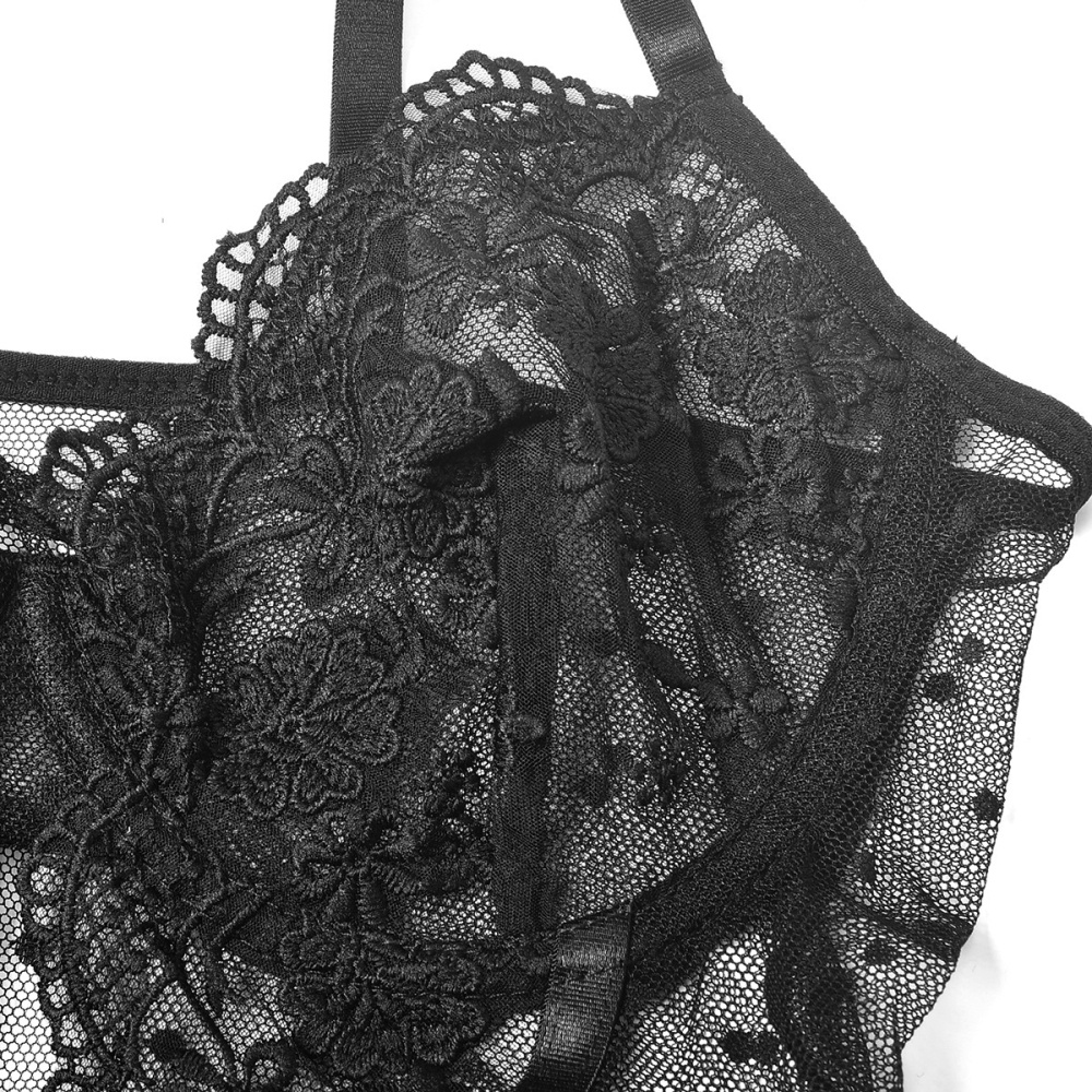 Lace perspective leotard very thin European style Bra