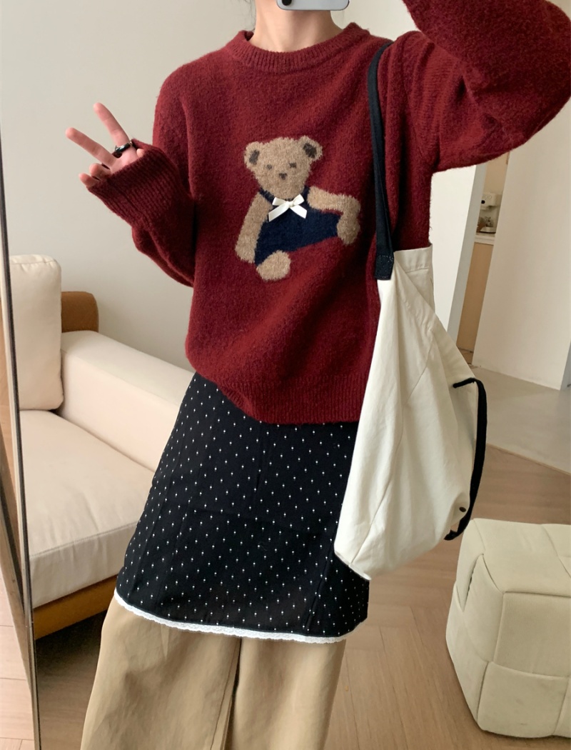 Pattern autumn Korean style embroidery sweater