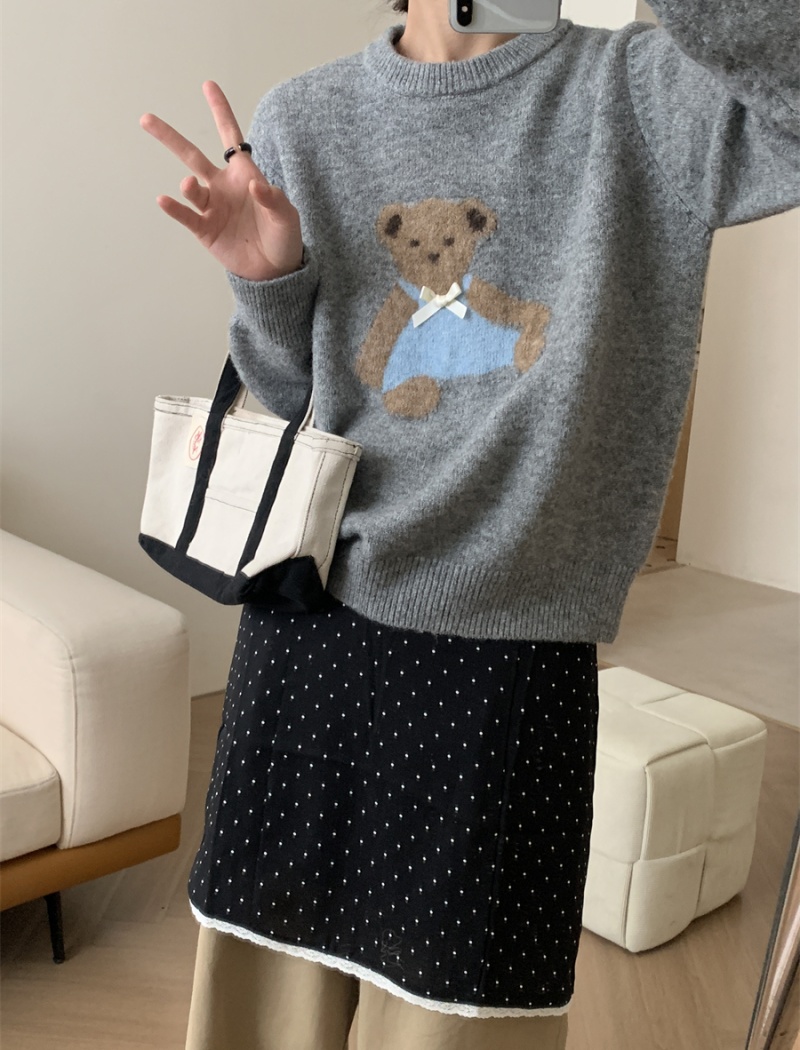 Pattern autumn Korean style embroidery sweater