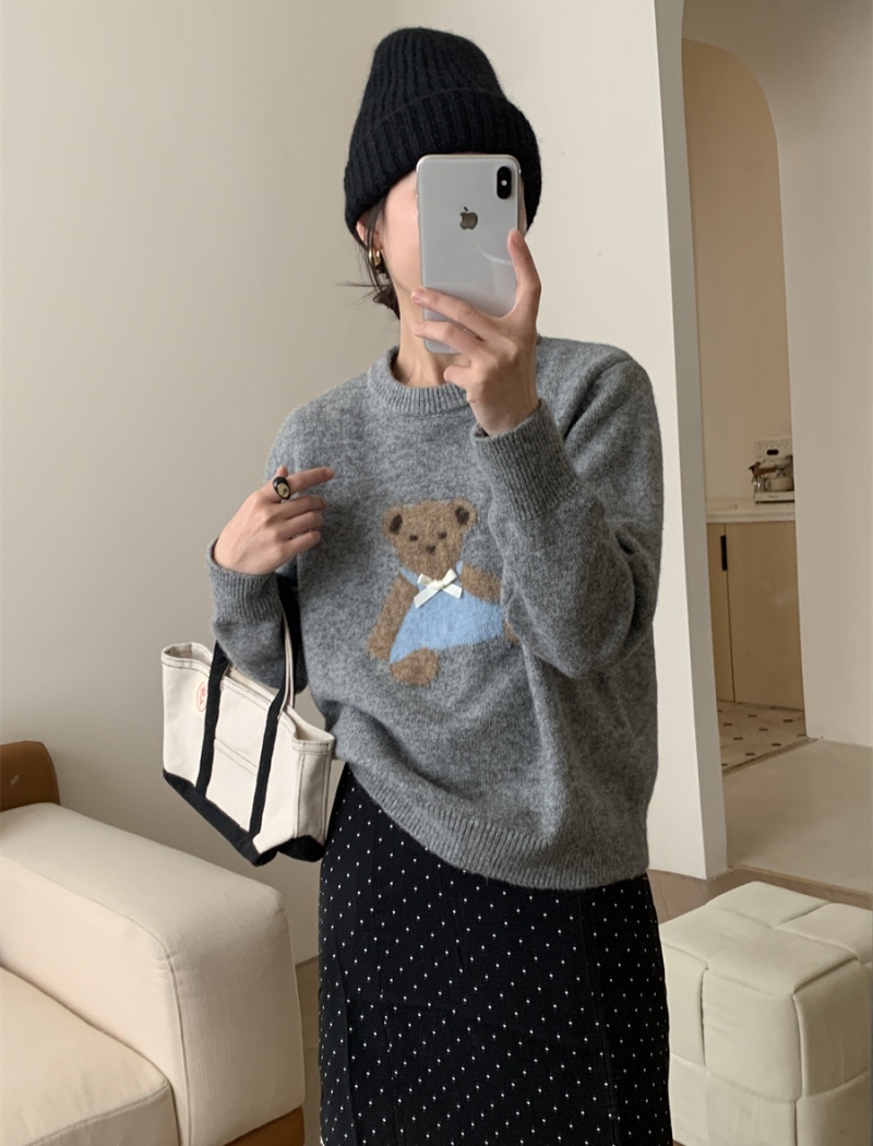 Pattern autumn Korean style embroidery sweater