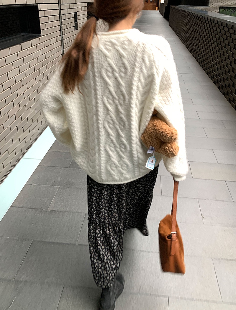 Wool autumn and winter lazy crimping sweater for women