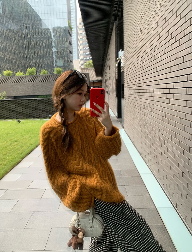 Wool autumn and winter lazy crimping sweater for women