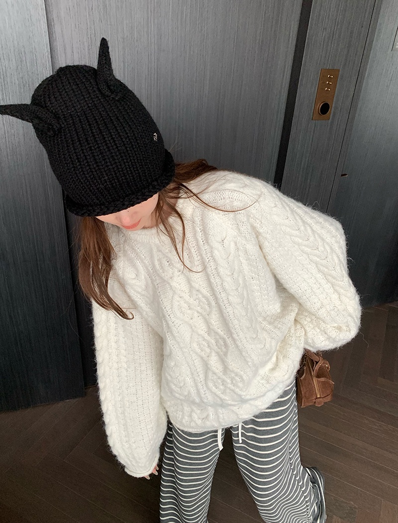 Wool autumn and winter lazy crimping sweater for women