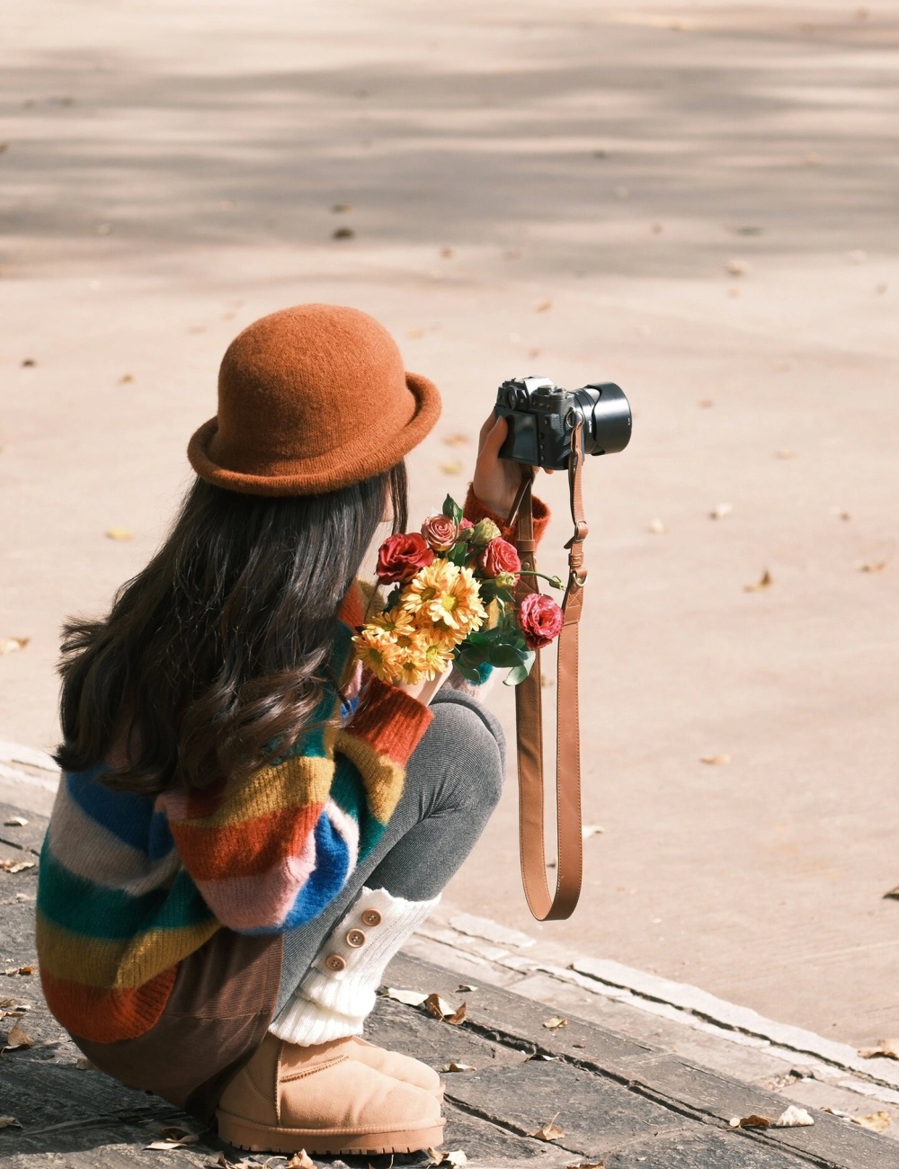 Spring and autumn stripe sweater short tops for women