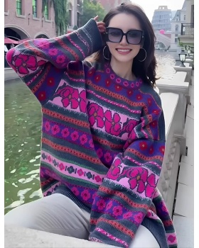 Casual purple all-match fashion lazy autumn sweater for women