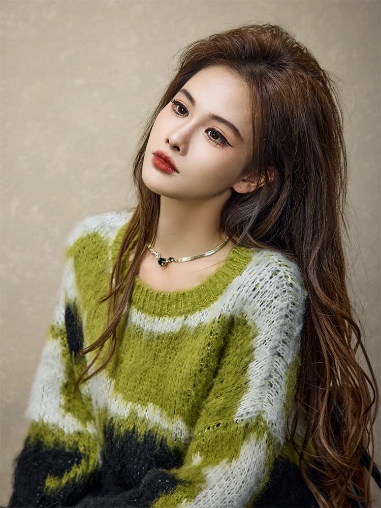 Autumn and winter irregular Casual forest mixed colors sweater