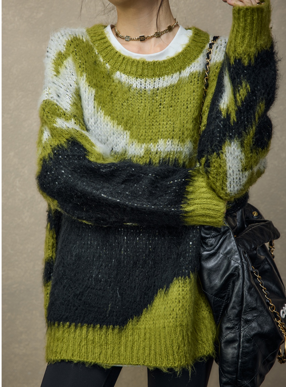 Autumn and winter irregular Casual forest mixed colors sweater