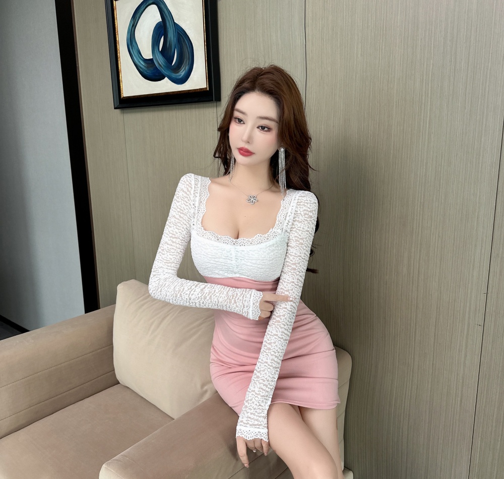 Lace package hip sexy temperament overalls dress