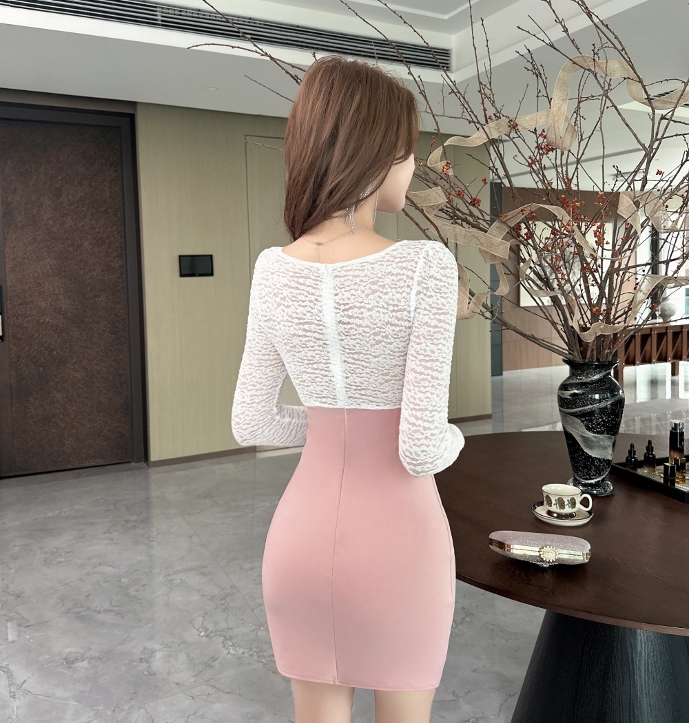 Lace package hip sexy temperament overalls dress