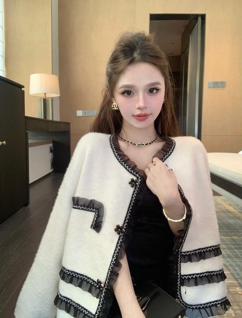 Temperament sweater mixed colors coat for women