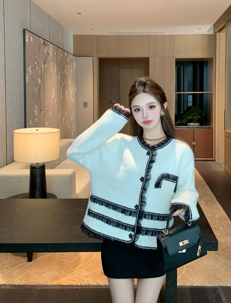 Temperament sweater mixed colors coat for women