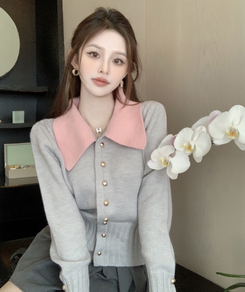 Knitted sweater France style cardigan for women