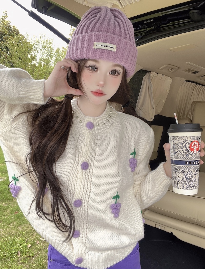 Stereoscopic knitted cardigan autumn tops for women