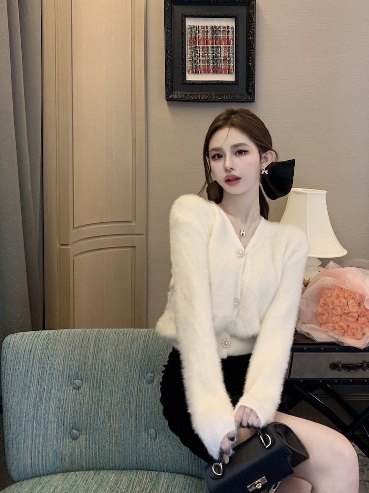 Korean style coat V-neck cardigan for women