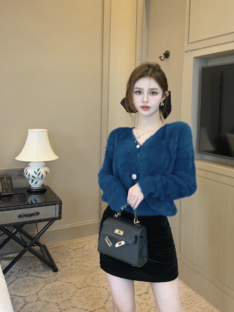 Korean style coat V-neck cardigan for women