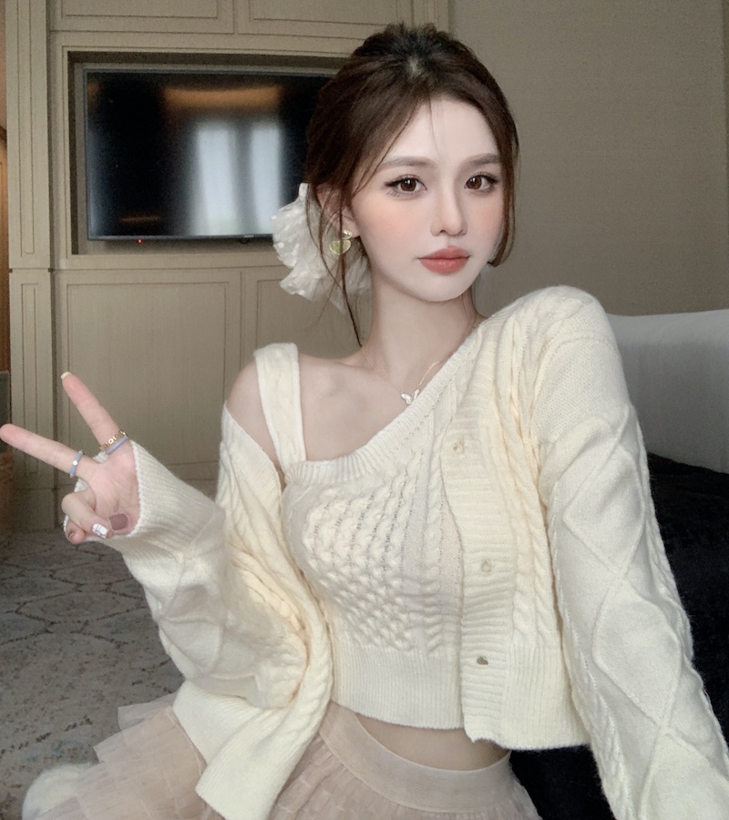 Twist sweater cardigan 2pcs set for women