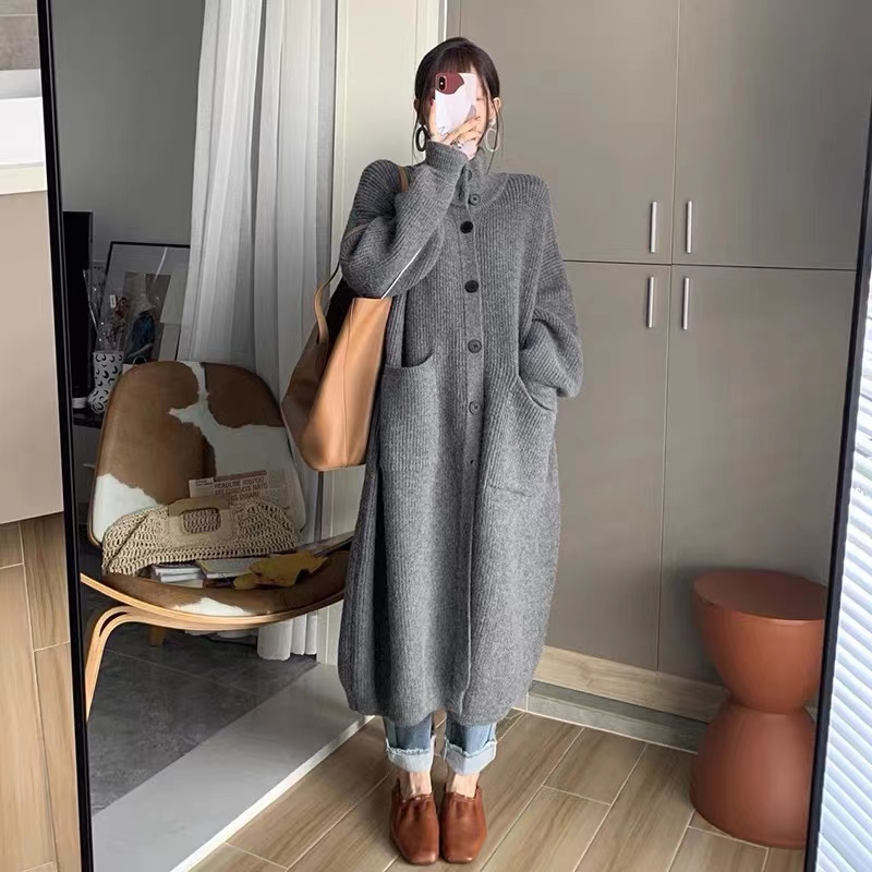 Long autumn and winter lazy coat loose thick cardigan