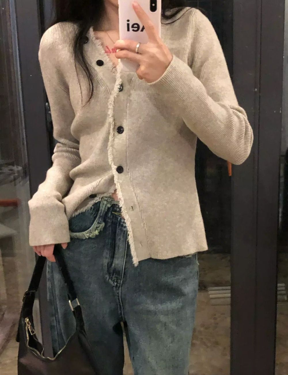 Spring and autumn niche tops unique slim cardigan for women