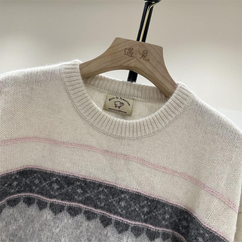 Wool jacquard sweater autumn and winter tops for women