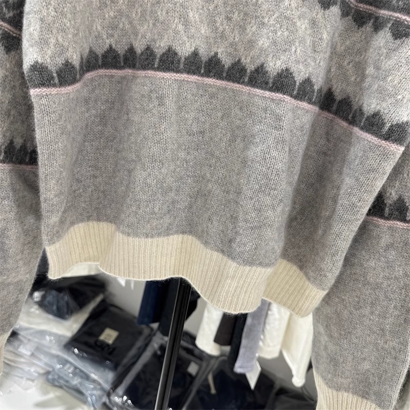 Wool jacquard sweater autumn and winter tops for women