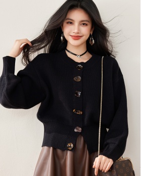 Knitted buckle coat loose wears outside tops for women