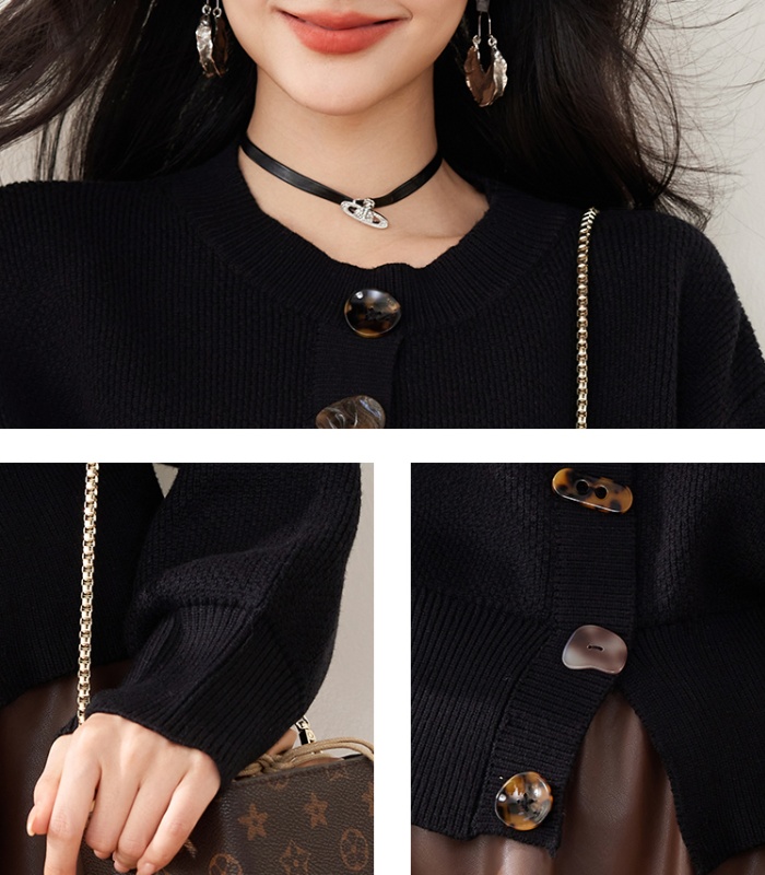 Knitted buckle coat loose wears outside tops for women