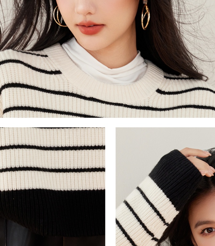 Black-white lazy sweater classic knitted tops