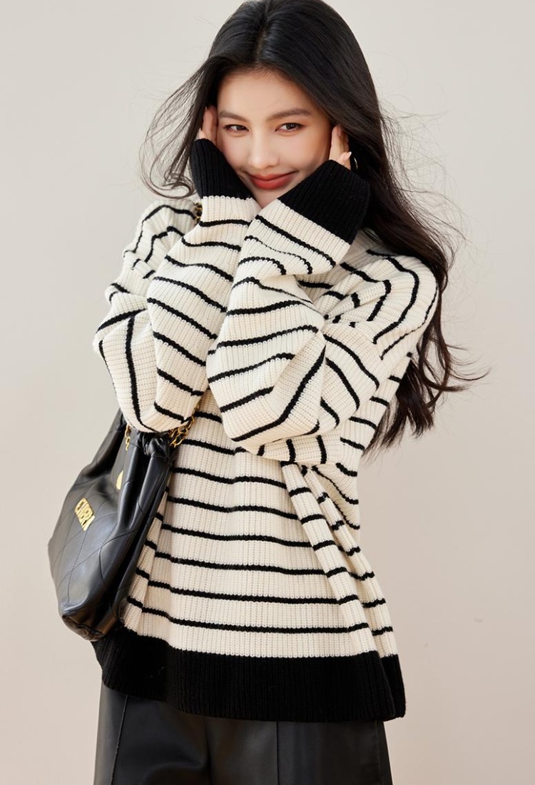 Black-white lazy sweater classic knitted tops