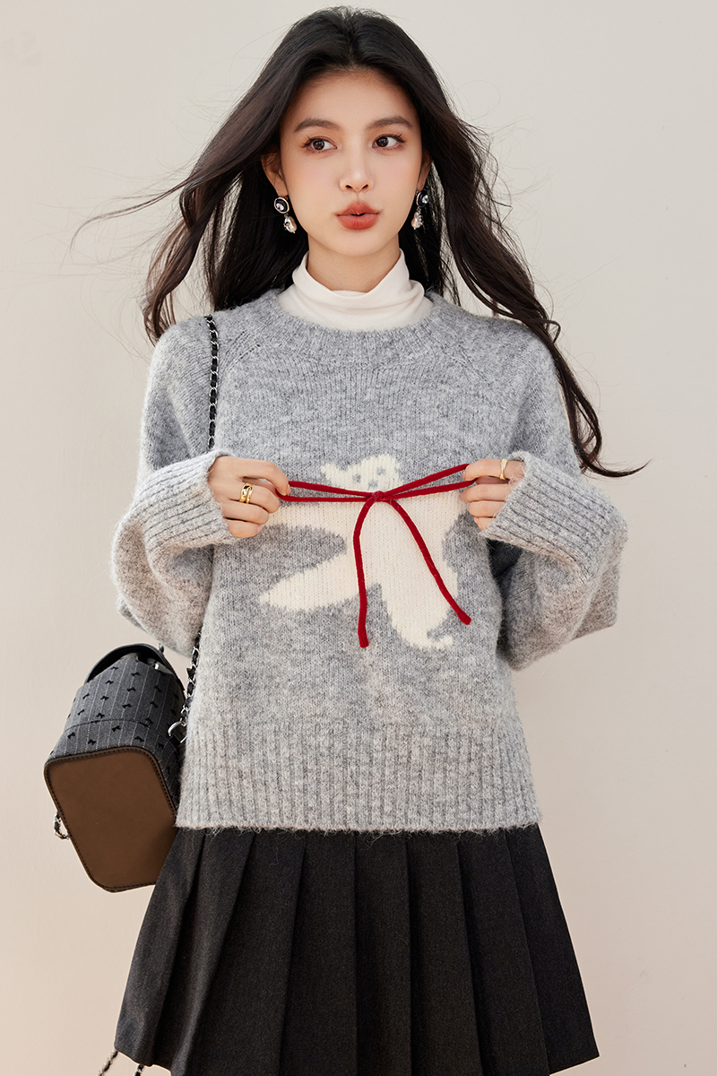 Sweet style wool autumn frenum cubs sweater for women