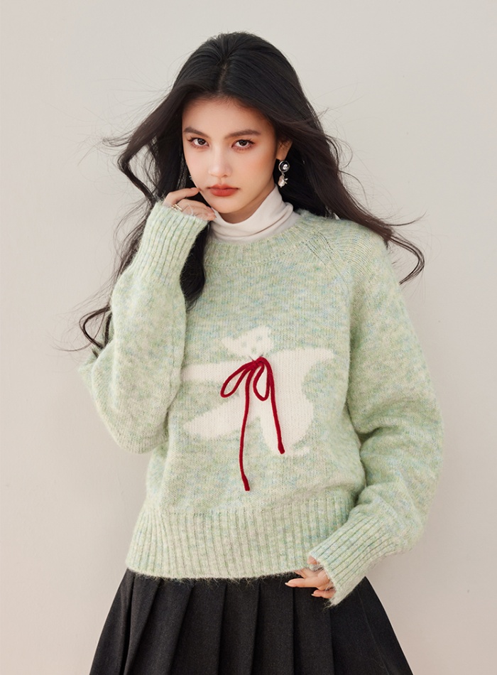 Sweet style wool autumn frenum cubs sweater for women