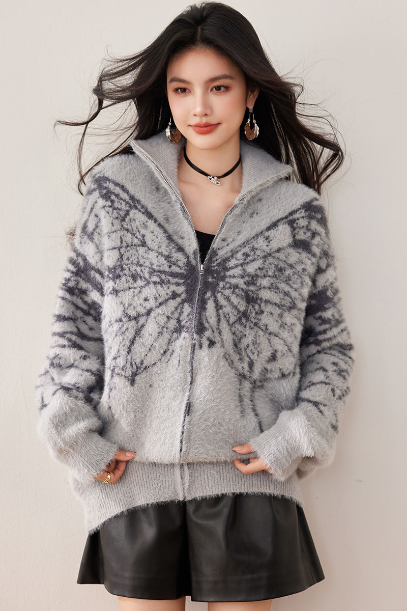 All-match autumn high collar coat fashion loose lazy sweater