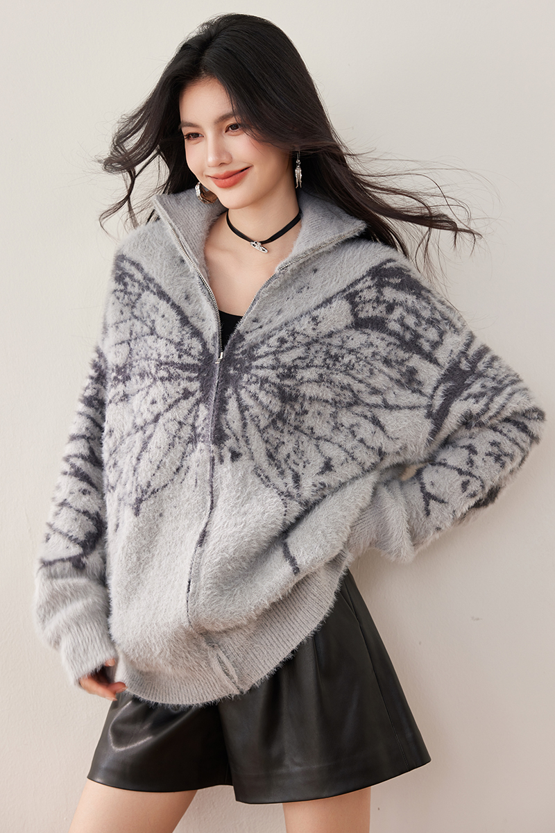 All-match autumn high collar coat fashion loose lazy sweater