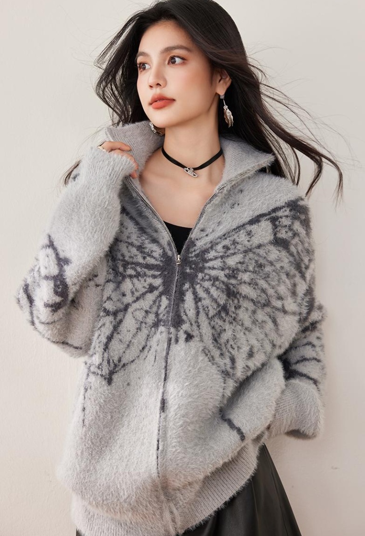 All-match autumn high collar coat fashion loose lazy sweater