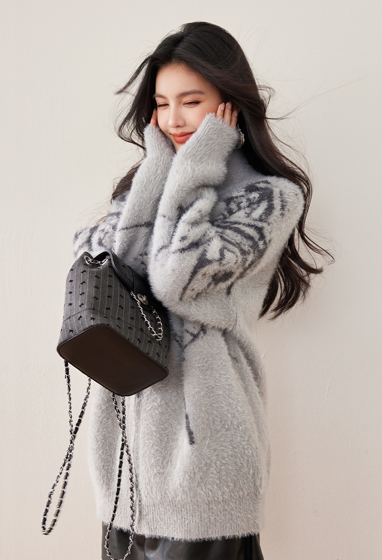 All-match autumn high collar coat fashion loose lazy sweater