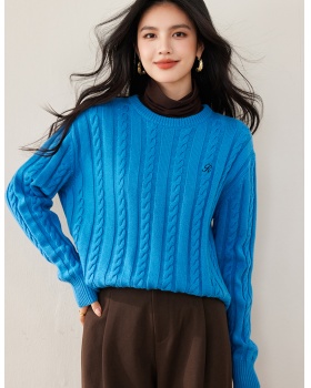 Autumn all-match wool twist sweater