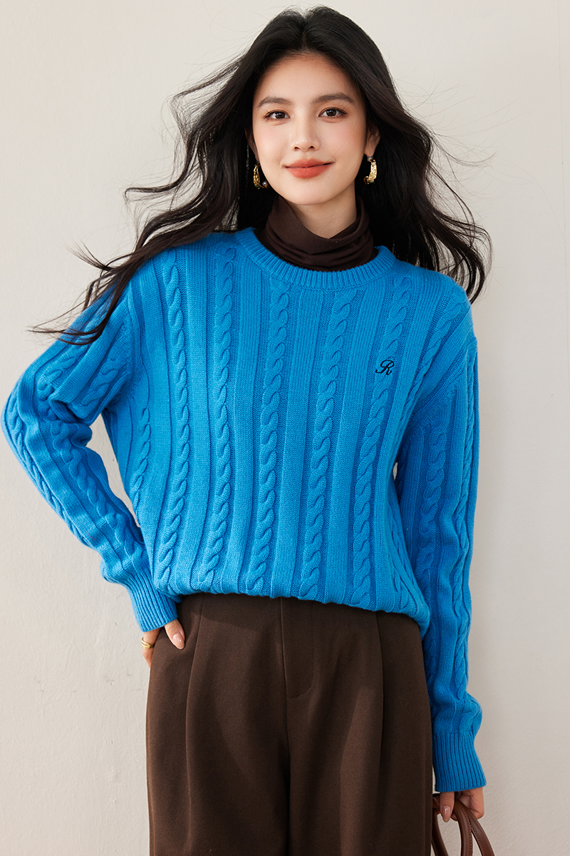 Autumn all-match wool twist sweater