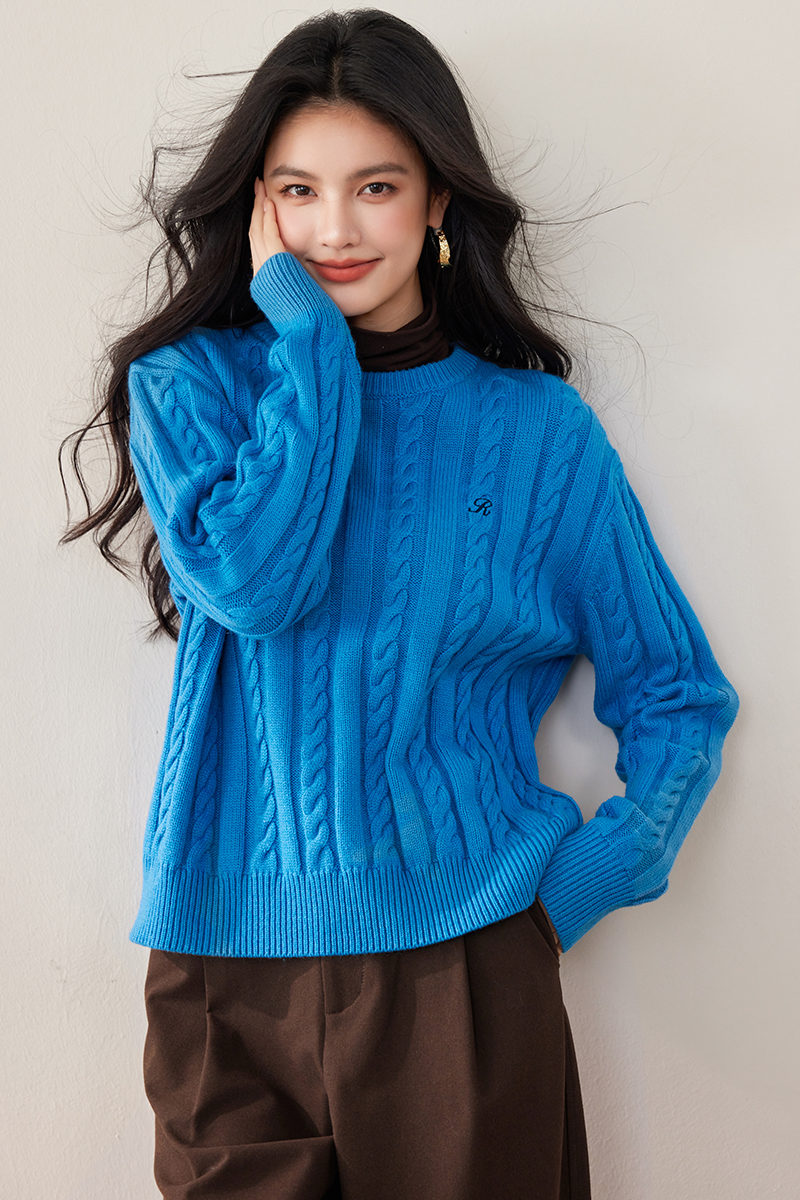 Autumn all-match wool twist sweater