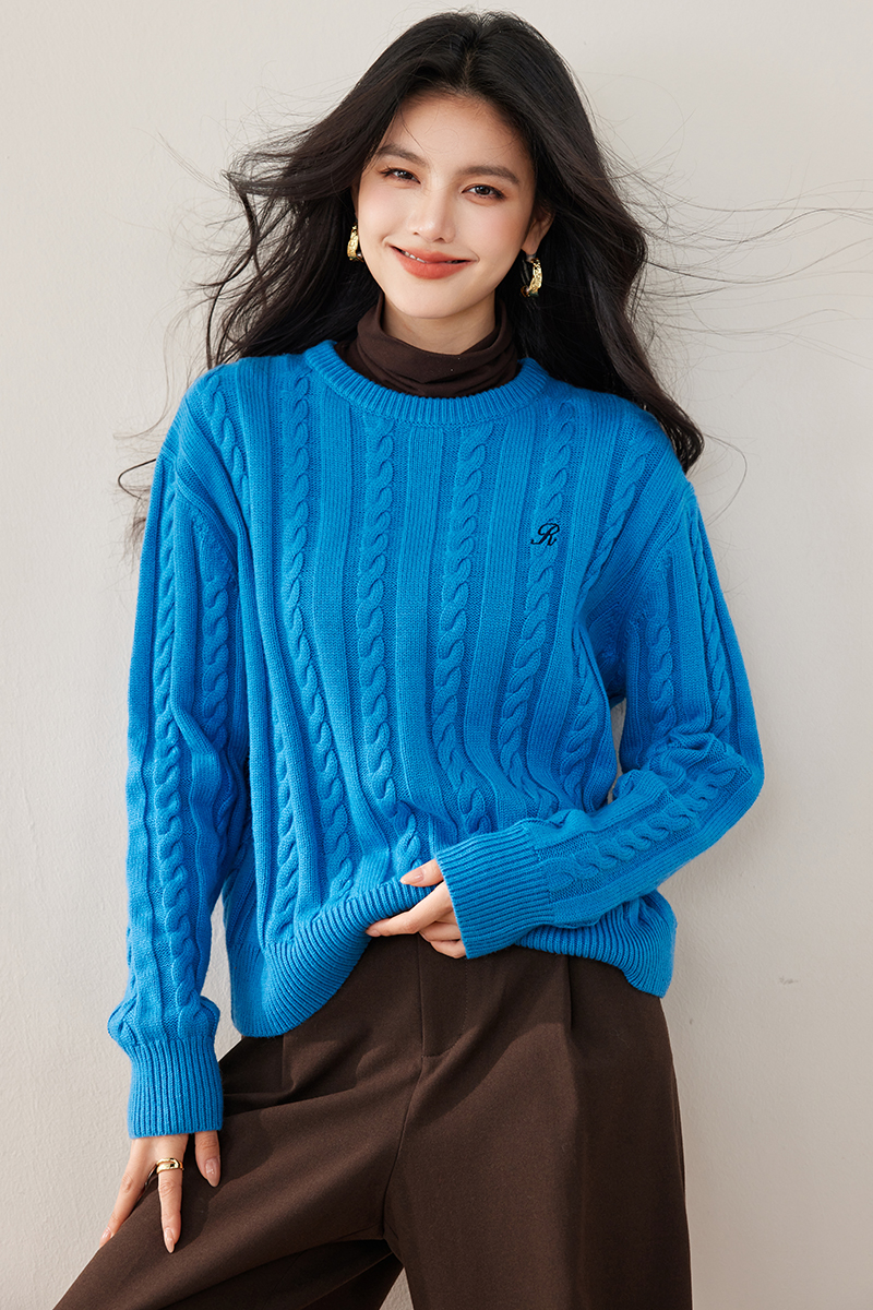 Autumn all-match wool twist sweater