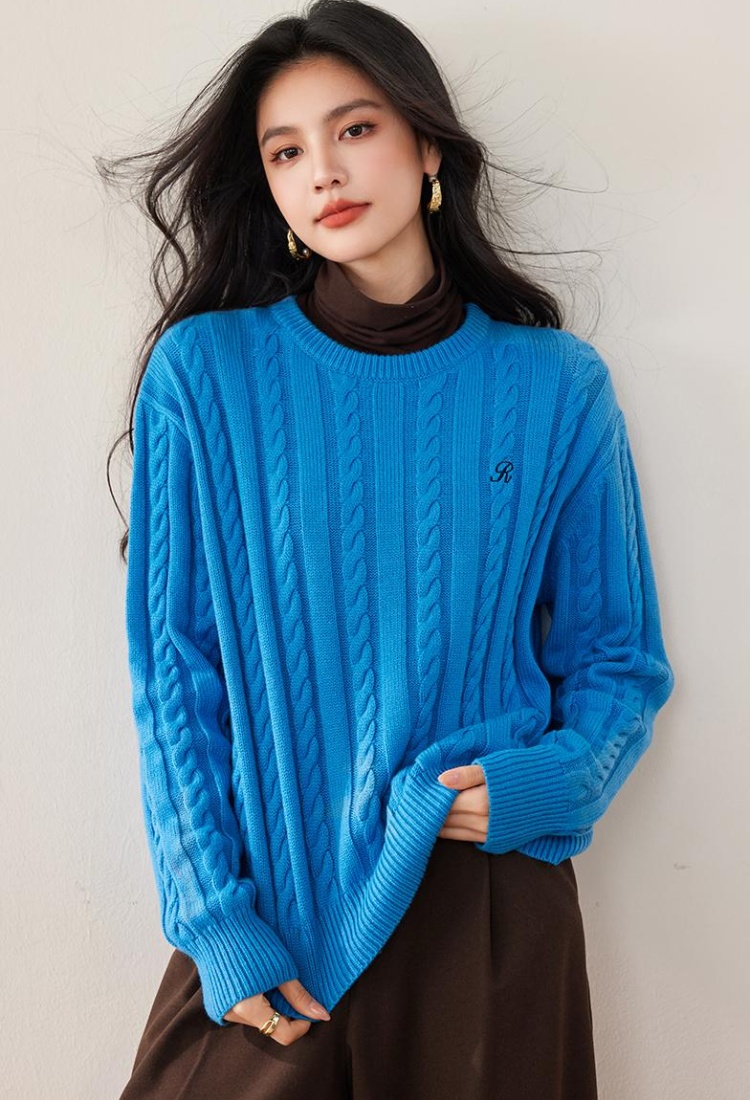 Autumn all-match wool twist sweater