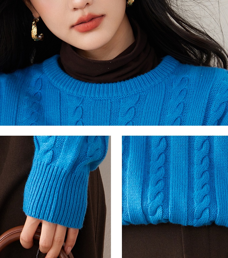 Autumn all-match wool twist sweater