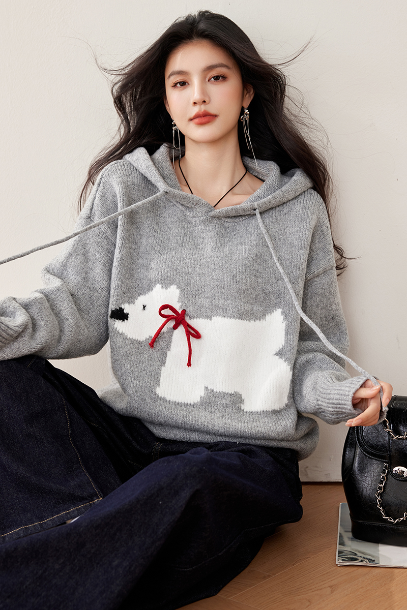 Knitted autumn and winter coat pullover sweater for women